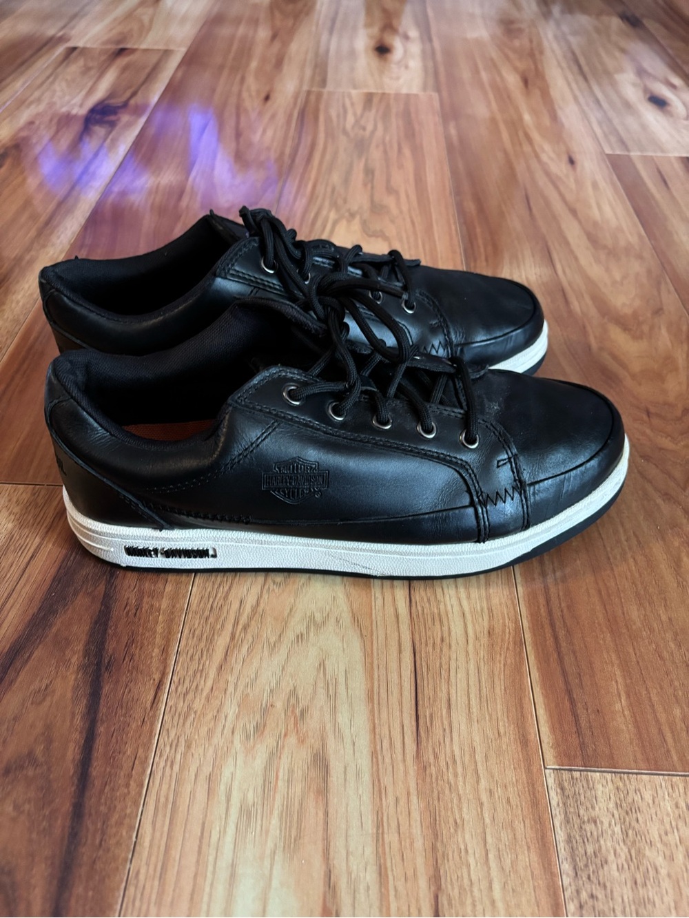 Harley-Davidson Men's Black Leather Low-Top Sneakers